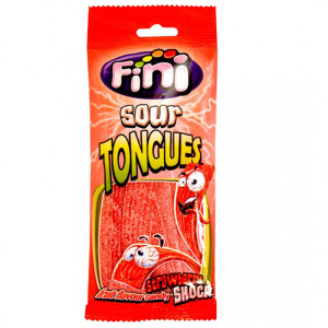 FINI SOUR TONGUES STROWBERRY SHOCK 90g x 12 SAQUETAS