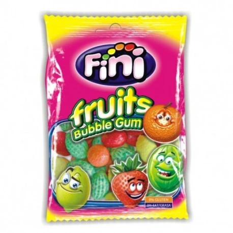 FINI FRUITS BUBBLE GUM 90g x 12 SAQUETAS