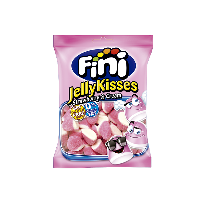 FINI JELLYKISSES STRAWBERRY & CREAM 90G X 12 SAQUETAS